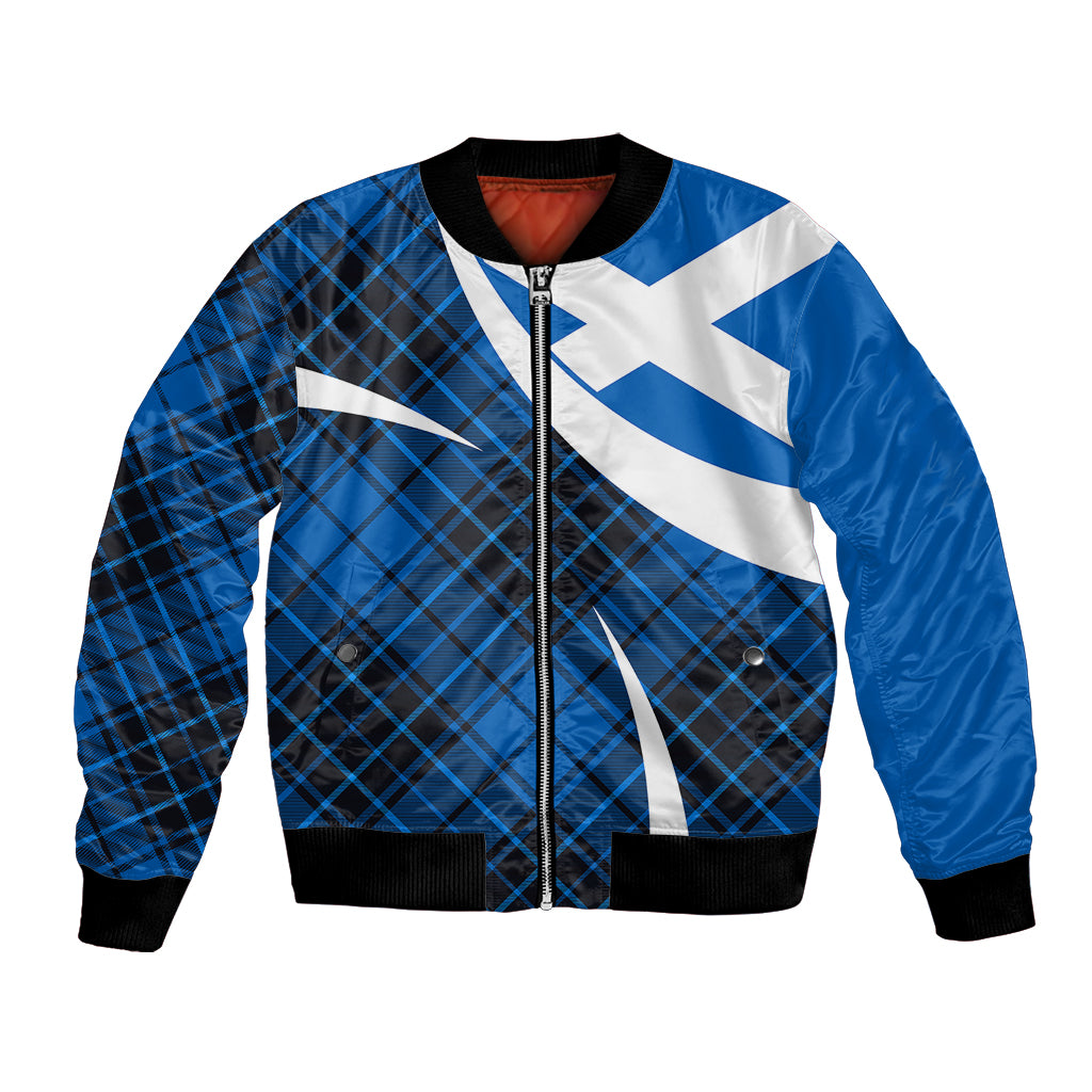 Scottish Alba Flag Bomber Jacket Scottish Colourful Tartan Blue Version LT9 - Wonder Print Shop