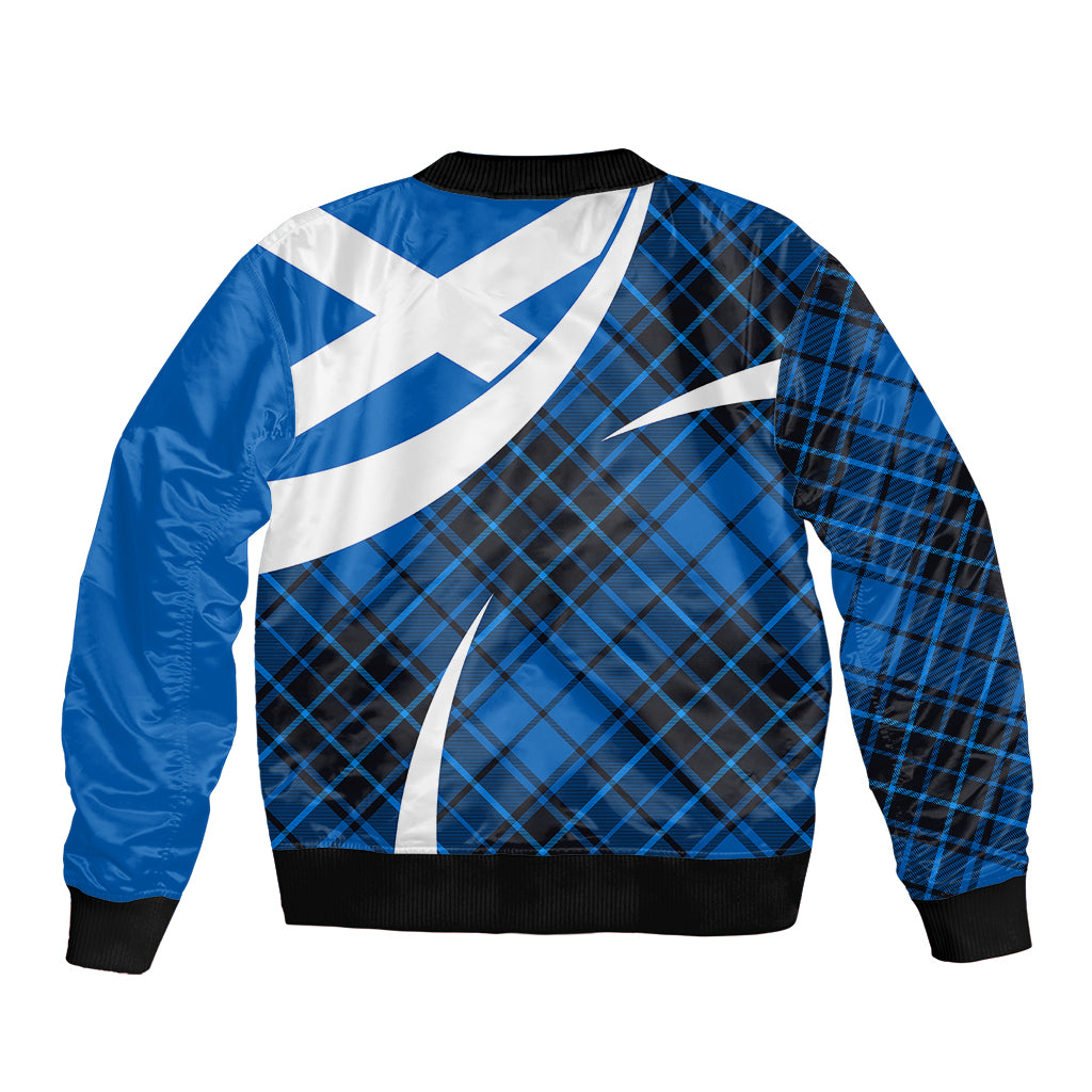 Scottish Alba Flag Bomber Jacket Scottish Colourful Tartan Blue Version LT9 - Wonder Print Shop