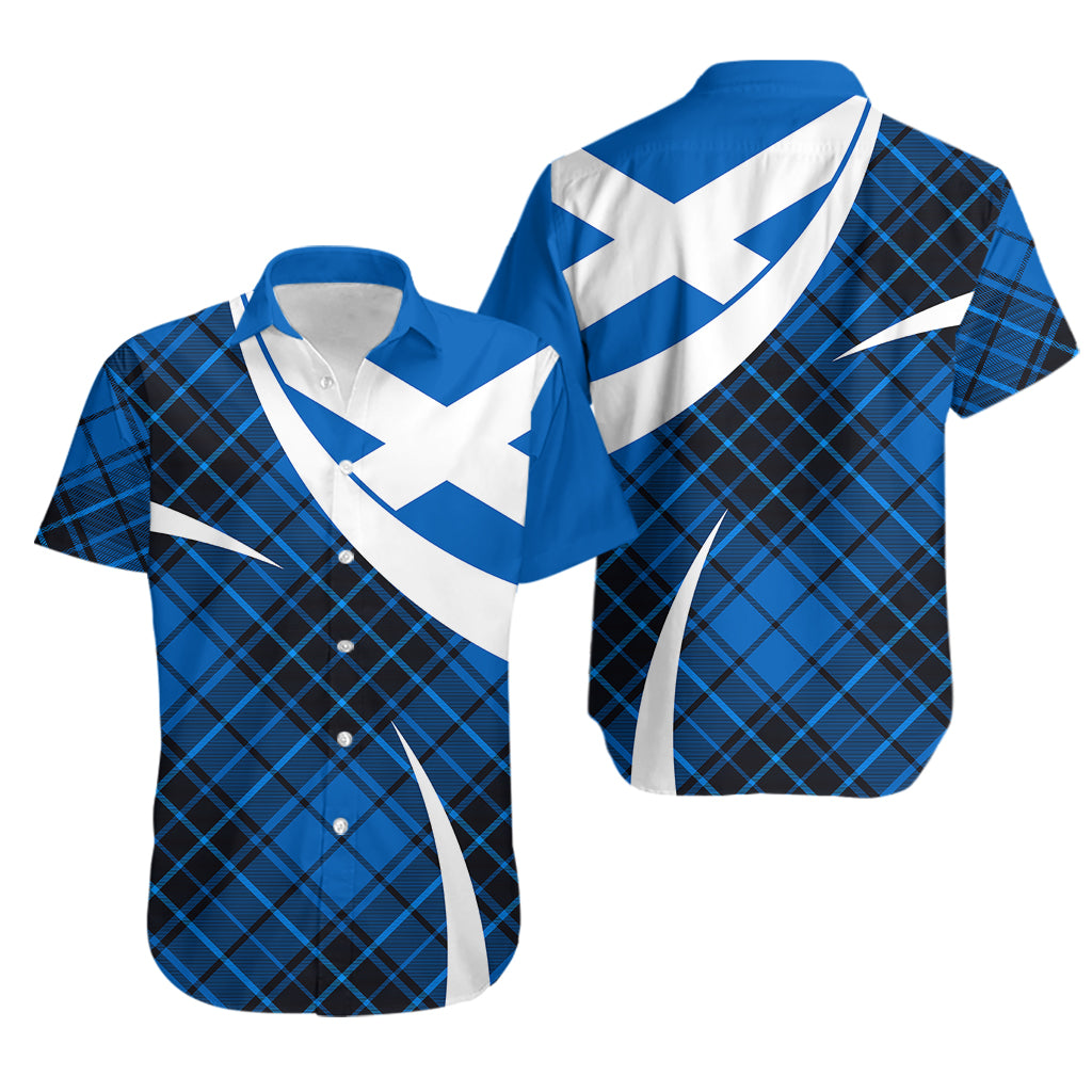Scottish Alba Flag Hawaiian Shirt Scottish Colourful Tartan Blue Version - Wonder Print Shop