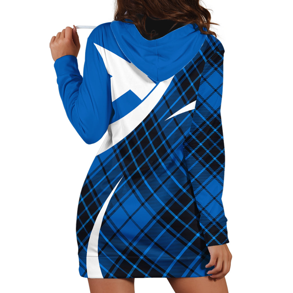 Scottish Alba Flag Hoodie Dress Scottish Colourful Tartan Blue Version - Wonder Print Shop