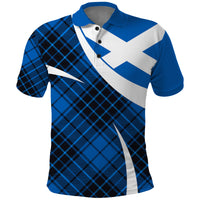 Scottish Alba Flag Polo Shirt Scottish Colourful Tartan Blue Version - Wonder Print Shop