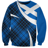 Scottish Alba Flag Sweatshirt Scottish Colourful Tartan Blue Version - Wonder Print Shop