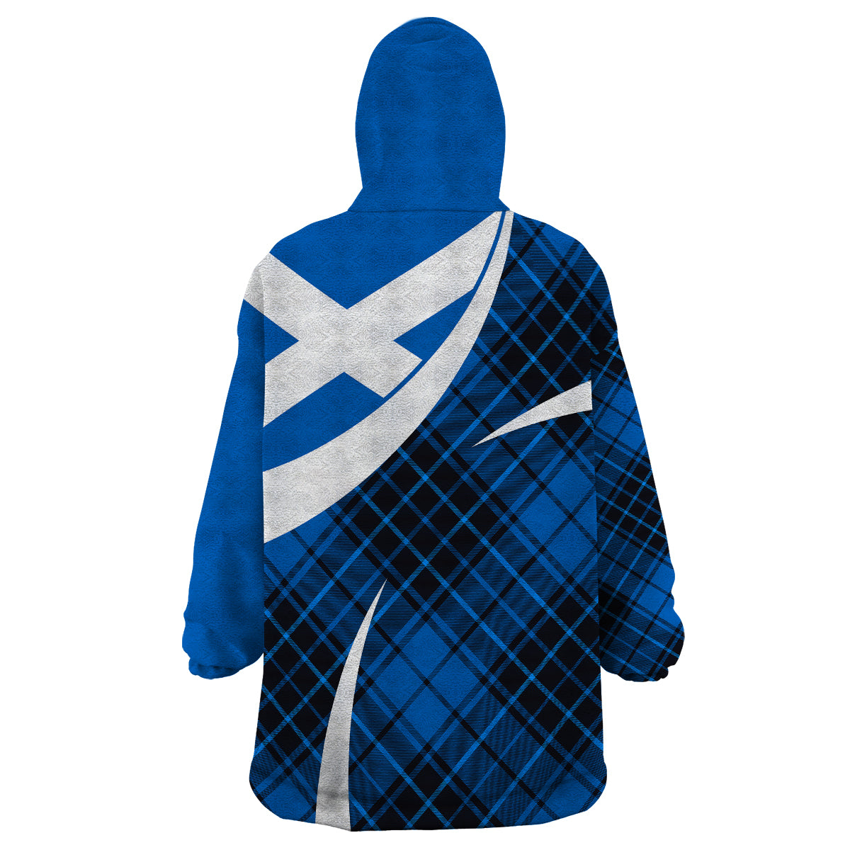 Scottish Alba Flag Wearable Blanket Hoodie Scottish Colourful Tartan Blue Version - Wonder Print Shop