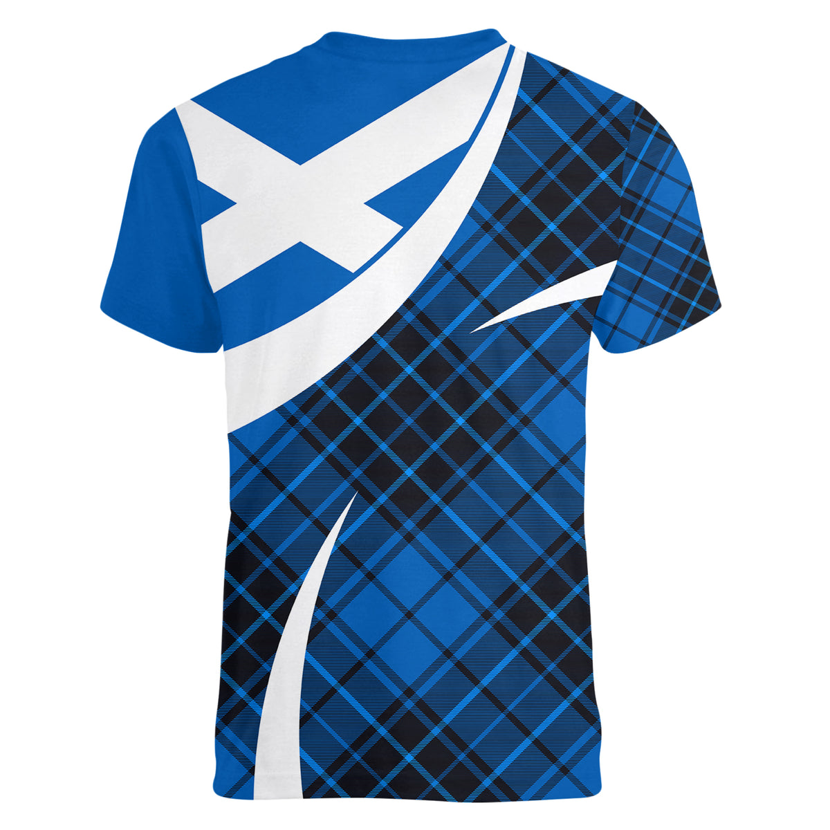 Scottish Alba Flag Women V Neck T Shirt Scottish Colourful Tartan Blue Version - Wonder Print Shop