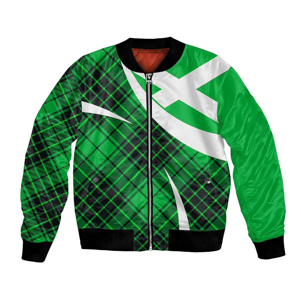 Scottish Alba Flag Bomber Jacket Scottish Colourful Tartan Green Version LT9 - Wonder Print Shop