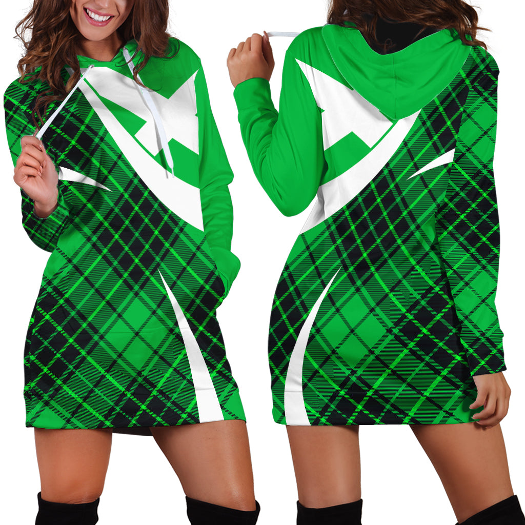 Scottish Alba Flag Hoodie Dress Scottish Colourful Tartan Green Version - Wonder Print Shop