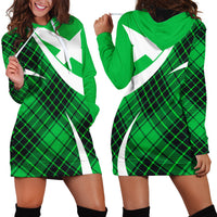 Scottish Alba Flag Hoodie Dress Scottish Colourful Tartan Green Version - Wonder Print Shop