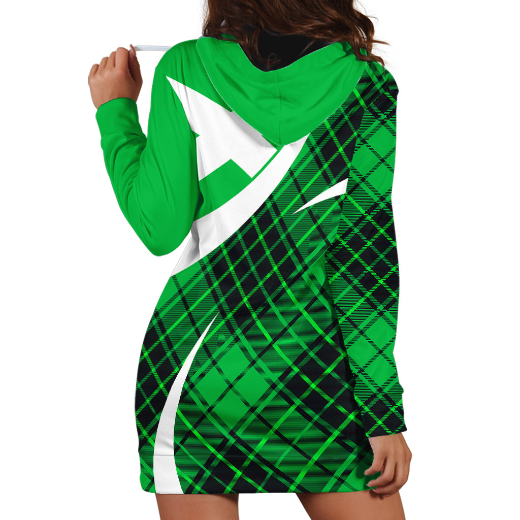 Scottish Alba Flag Hoodie Dress Scottish Colourful Tartan Green Version - Wonder Print Shop