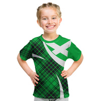 Scottish Alba Flag Kid T Shirt Scottish Colourful Tartan Green Version - Wonder Print Shop
