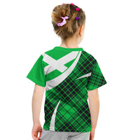 Scottish Alba Flag Kid T Shirt Scottish Colourful Tartan Green Version - Wonder Print Shop