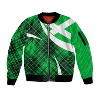 Scottish Alba Flag Sleeve Zip Bomber Jacket Scottish Colourful Tartan Green Version - Wonder Print Shop