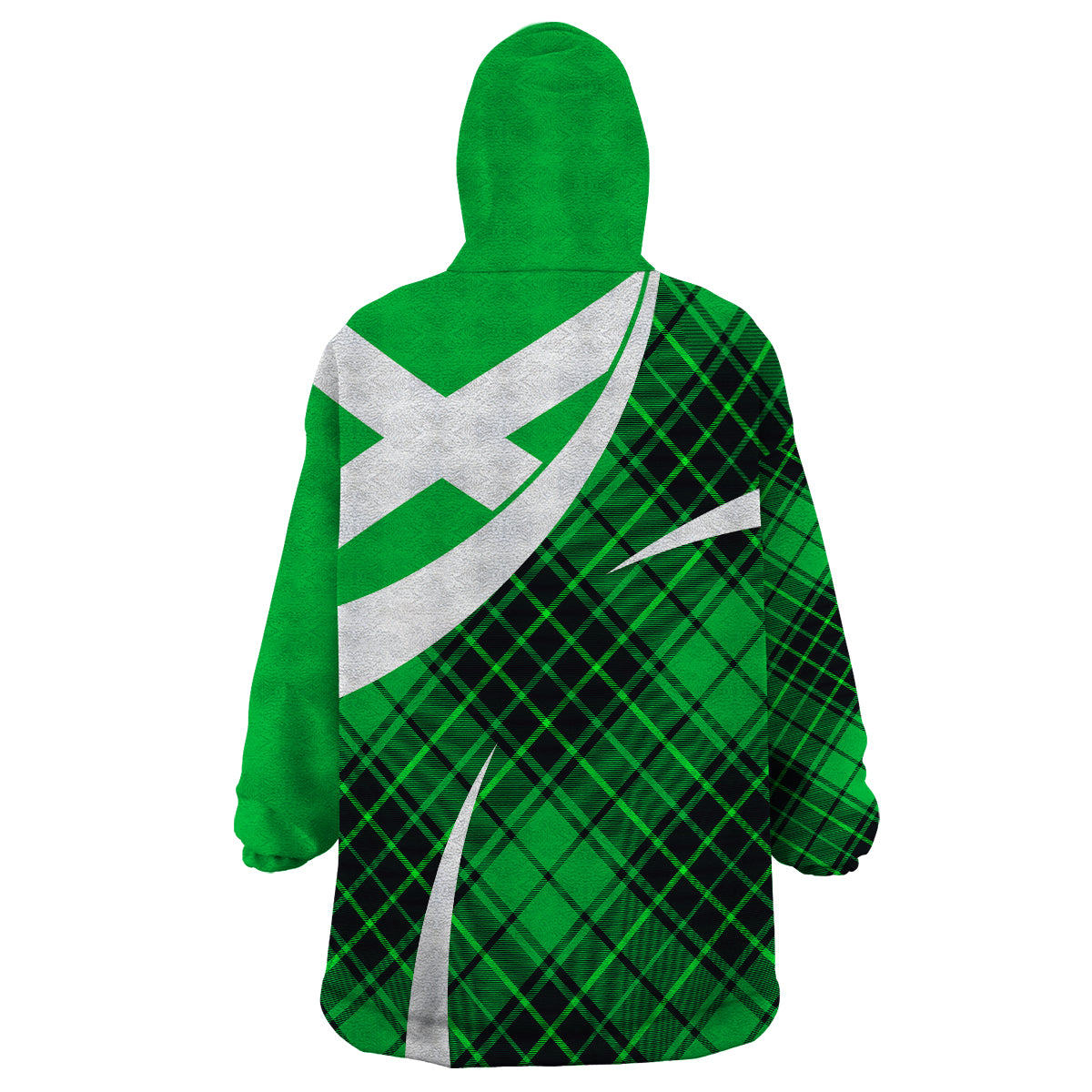 Scottish Alba Flag Wearable Blanket Hoodie Scottish Colourful Tartan Green Version - Wonder Print Shop