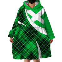 Scottish Alba Flag Wearable Blanket Hoodie Scottish Colourful Tartan Green Version - Wonder Print Shop