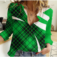 Scottish Alba Flag Women Casual Shirt Scottish Colourful Tartan Green Version - Wonder Print Shop
