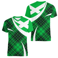 Scottish Alba Flag Women V Neck T Shirt Scottish Colourful Tartan Green Version - Wonder Print Shop