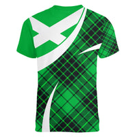 Scottish Alba Flag Women V Neck T Shirt Scottish Colourful Tartan Green Version - Wonder Print Shop