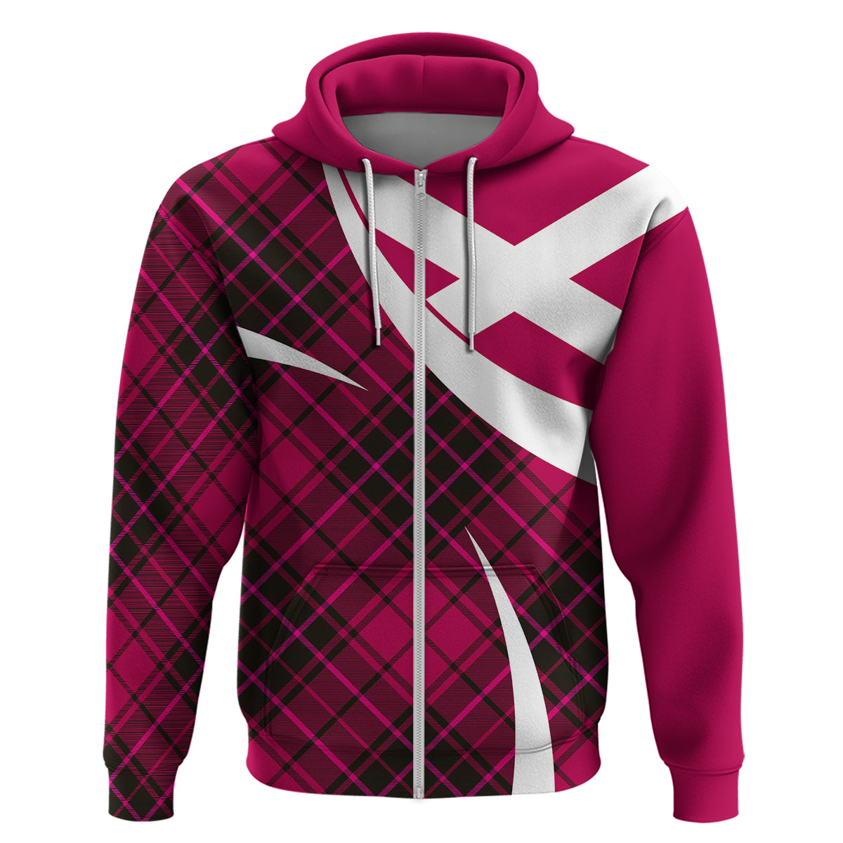 Scotland Hoodie Alba Flag Scottish Colourful Tartan Pink Version - Wonder Print Shop