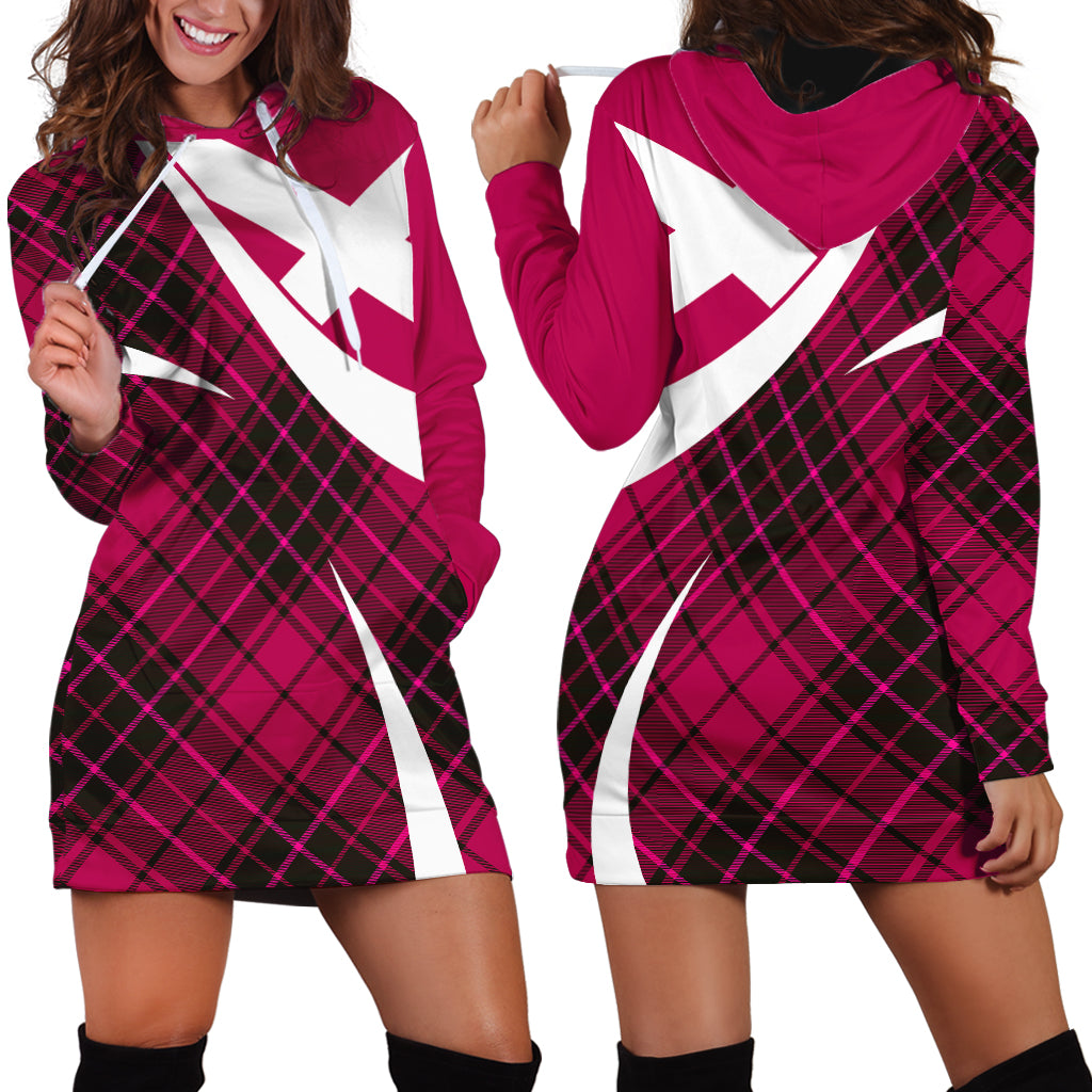 Scottish Alba Flag Hoodie Dress Scottish Colourful Tartan Pink Version - Wonder Print Shop