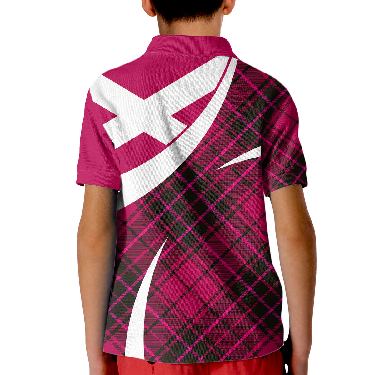 Scottish Alba Flag Polo Shirt for Kid Scottish Colourful Tartan Pink Version - Wonder Print Shop