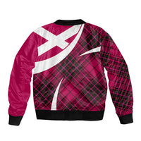 Scottish Alba Flag Sleeve Zip Bomber Jacket Scottish Colourful Tartan Pink Version - Wonder Print Shop