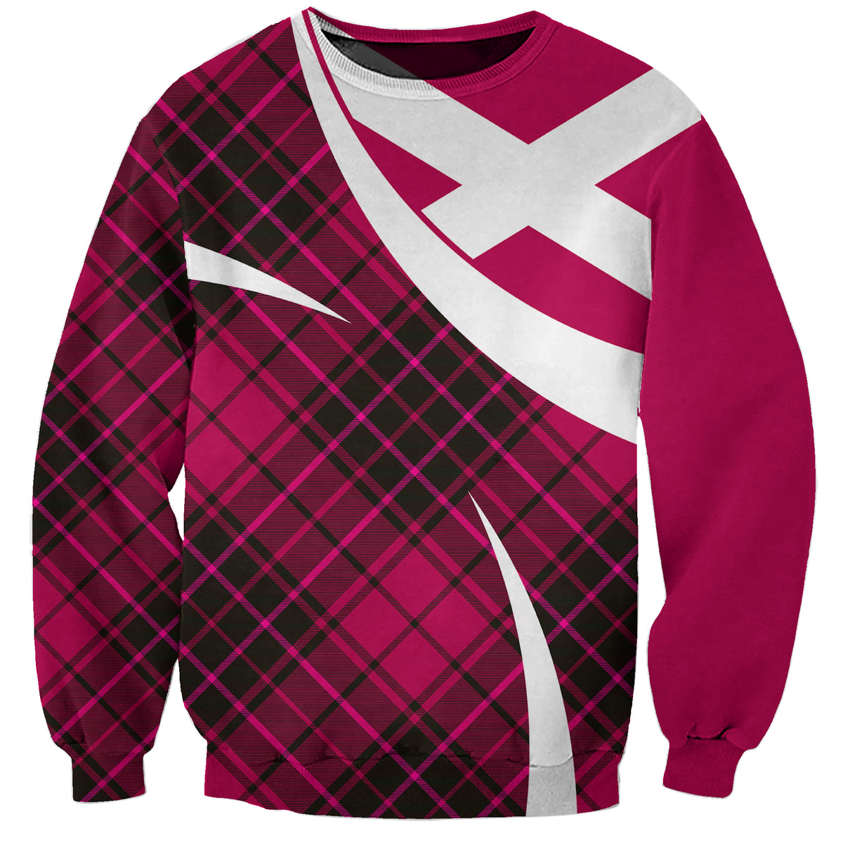 Scottish Alba Flag Sweatshirt Scottish Colourful Tartan Pink Version - Wonder Print Shop