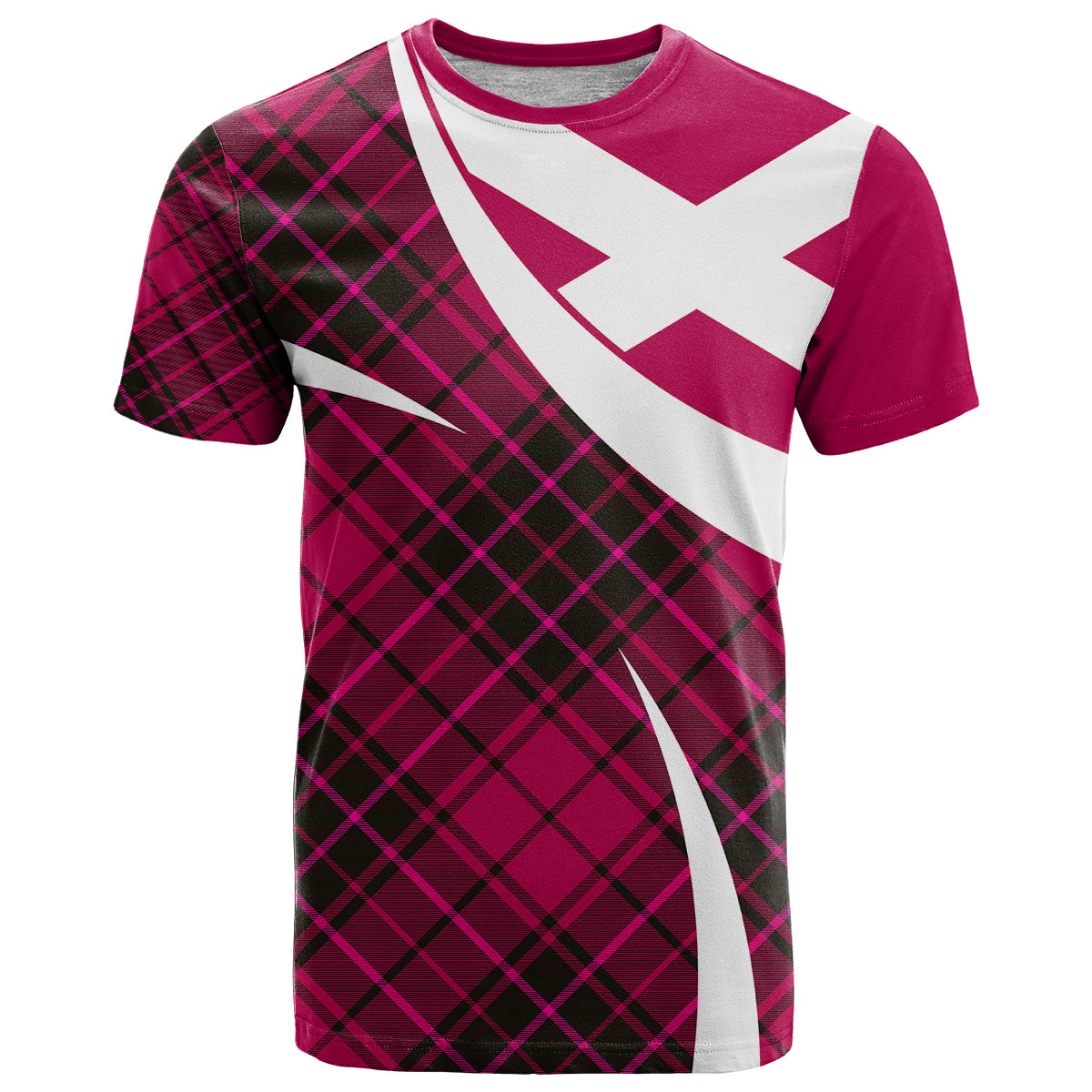 Scottish Alba Flag T Shirt Scottish Colourful Tartan Pink Version - Wonder Print Shop