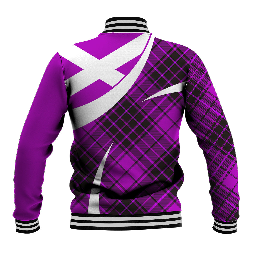 Scottish Alba Flag Baseball Jacket Scottish Colourful Tartan Purple Version LT9 - Wonder Print Shop