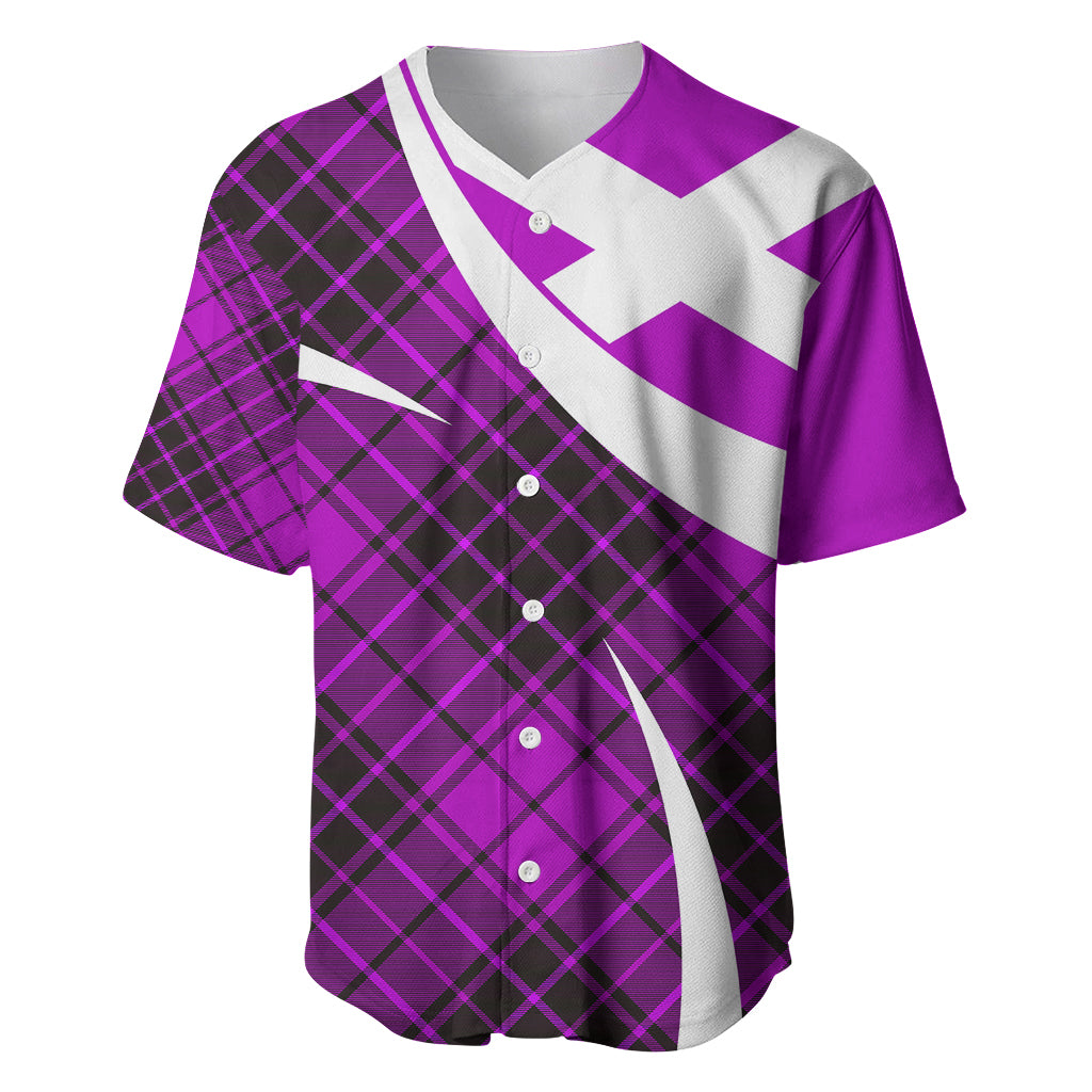 Scottish Alba Flag Baseball Jersey Scottish Colourful Tartan Purple Version LT9 - Wonder Print Shop