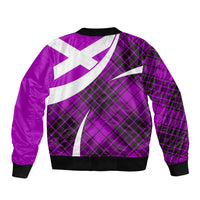 Scottish Alba Flag Bomber Jacket Scottish Colourful Tartan Purple Version LT9 - Wonder Print Shop