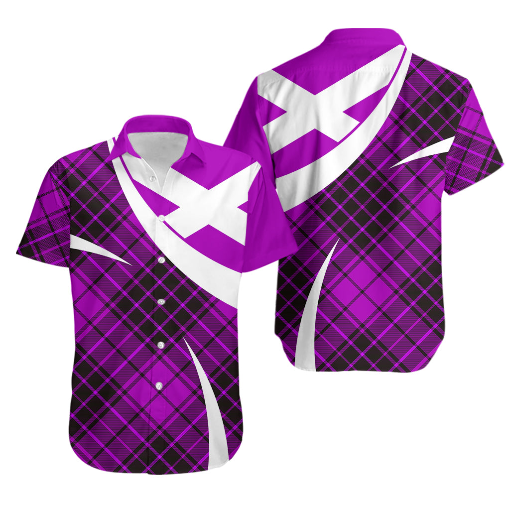Scottish Alba Flag Hawaiian Shirt Scottish Colourful Tartan Purple Version - Wonder Print Shop