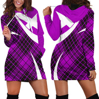 Scottish Alba Flag Hoodie Dress Scottish Colourful Tartan Purple Version - Wonder Print Shop