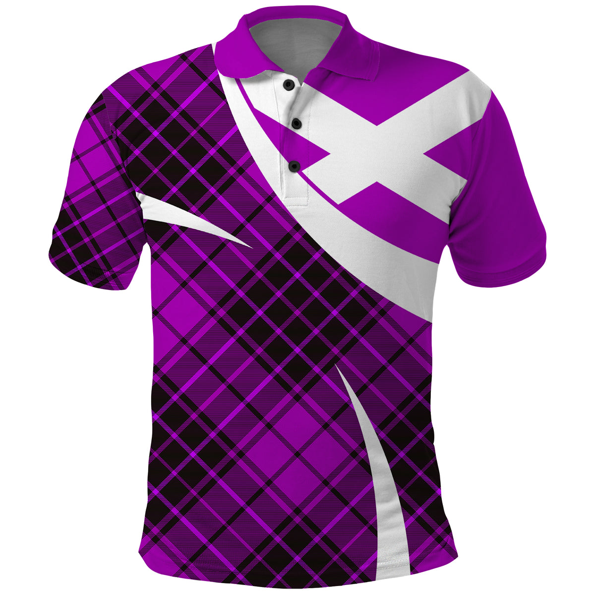 Scottish Alba Flag Polo Shirt Scottish Colourful Tartan Purple Version - Wonder Print Shop