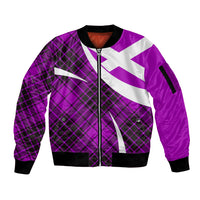 Scottish Alba Flag Sleeve Zip Bomber Jacket Scottish Colourful Tartan Purple Version - Wonder Print Shop