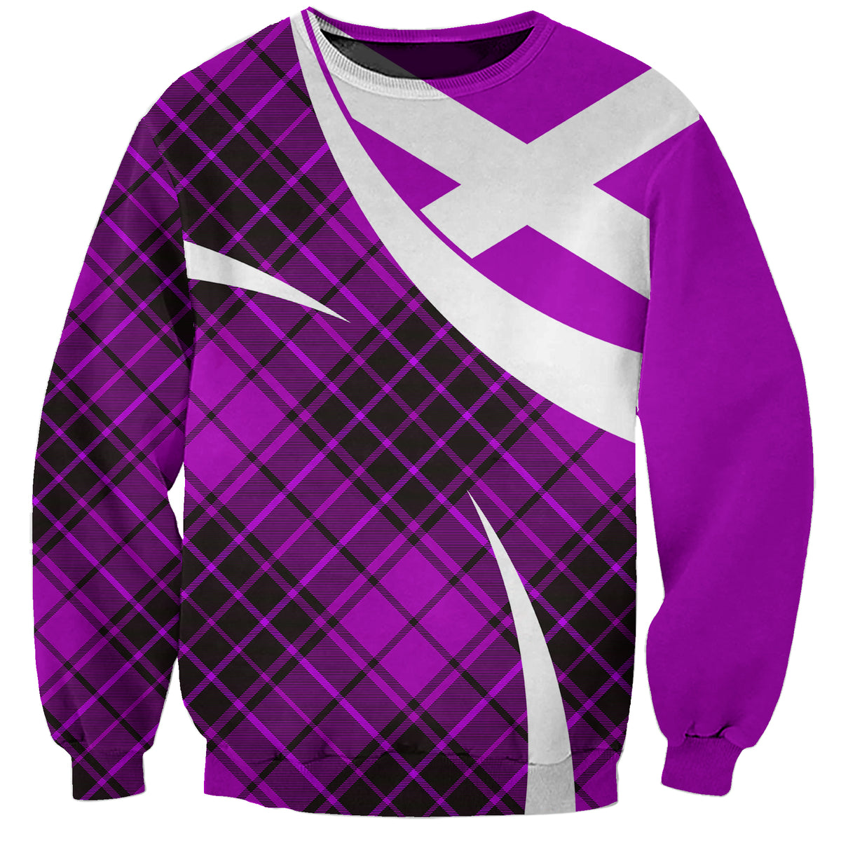 Scottish Alba Flag Sweatshirt Scottish Colourful Tartan Purple Version - Wonder Print Shop