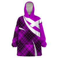 Scottish Alba Flag Wearable Blanket Hoodie Scottish Colourful Tartan Purple Version - Wonder Print Shop