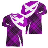 Scottish Alba Flag Women V Neck T Shirt Scottish Colourful Tartan Purple Version - Wonder Print Shop