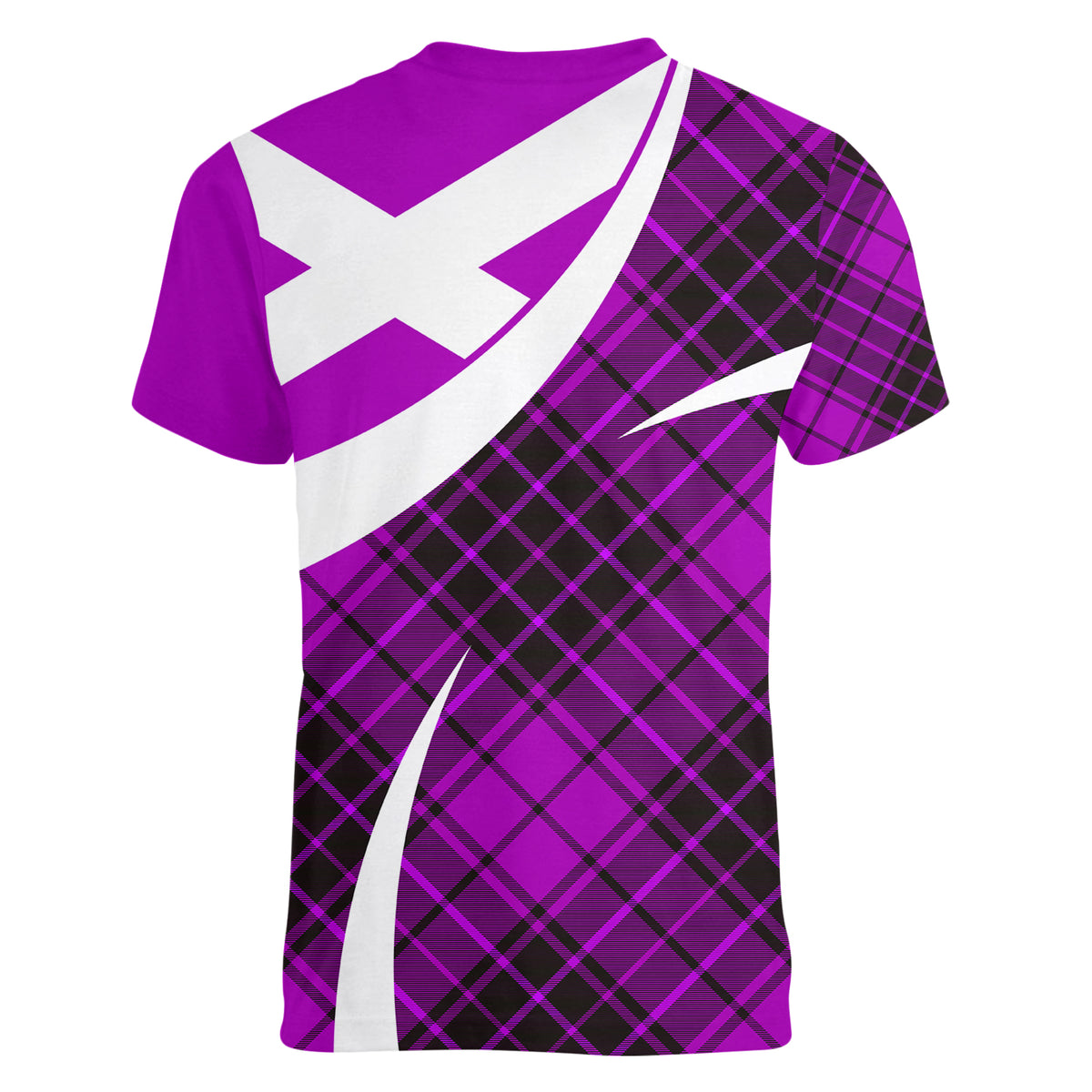 Scottish Alba Flag Women V Neck T Shirt Scottish Colourful Tartan Purple Version - Wonder Print Shop