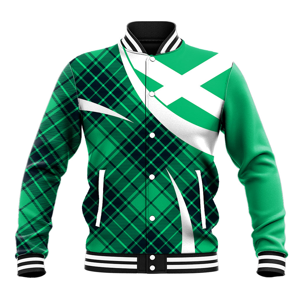 Scottish Alba Flag Baseball Jacket Scottish Colourful Tartan Turquoise Version LT9 - Wonder Print Shop