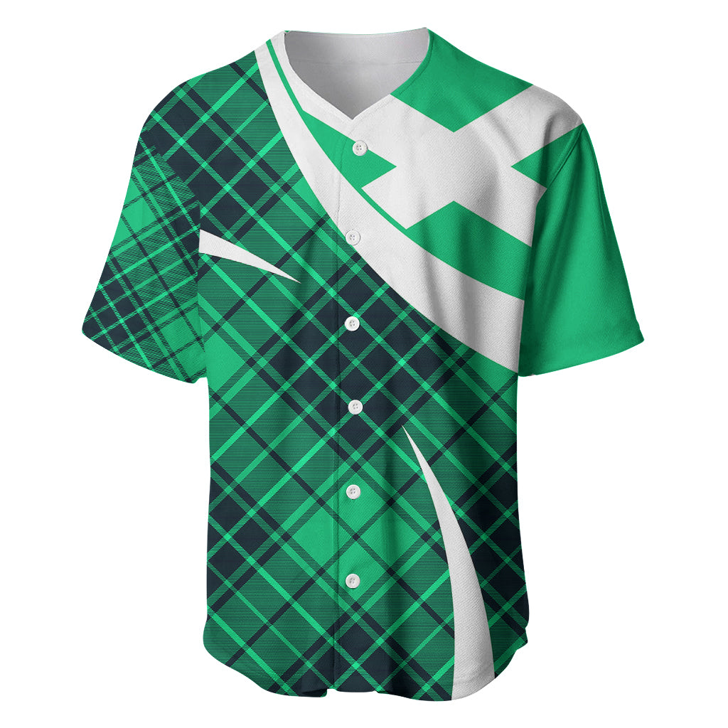 Scottish Alba Flag Baseball Jersey Scottish Colourful Tartan Turquoise Version LT9 - Wonder Print Shop