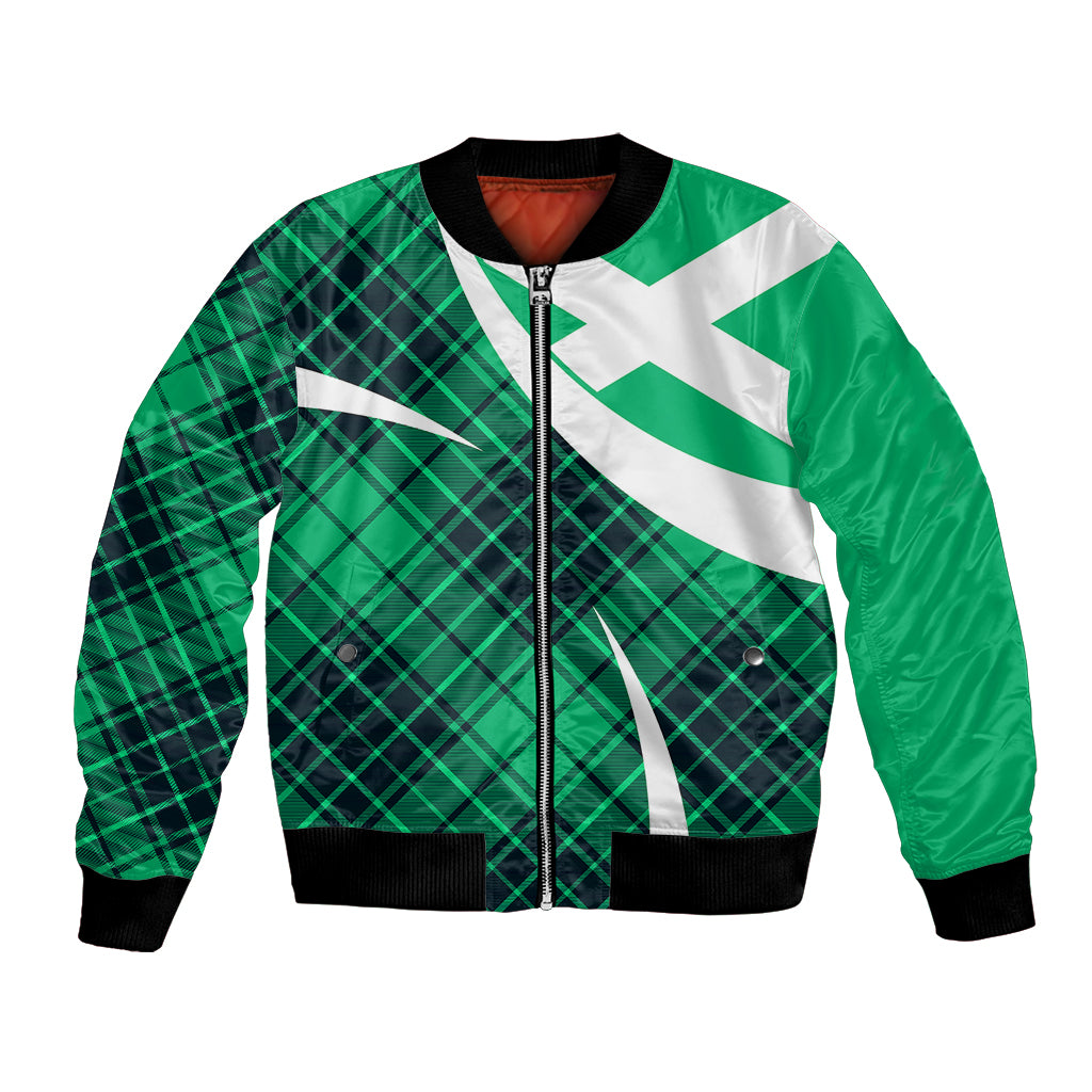Scottish Alba Flag Bomber Jacket Scottish Colourful Tartan Turquoise Version LT9 - Wonder Print Shop