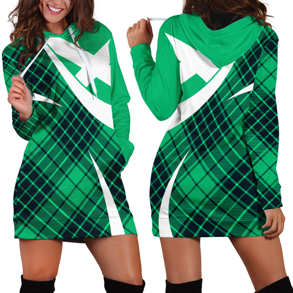 Scottish Alba Flag Hoodie Dress Scottish Colourful Tartan Turquoise Version - Wonder Print Shop