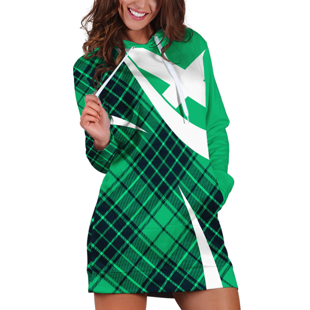 Scottish Alba Flag Hoodie Dress Scottish Colourful Tartan Turquoise Version - Wonder Print Shop