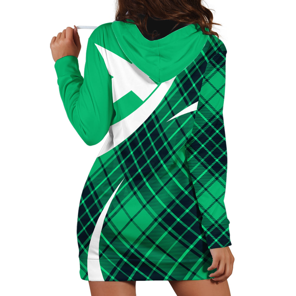 Scottish Alba Flag Hoodie Dress Scottish Colourful Tartan Turquoise Version - Wonder Print Shop