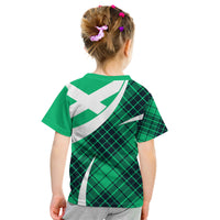 Scottish Alba Flag Kid T Shirt Scottish Colourful Tartan Turquoise Version - Wonder Print Shop