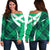 Scottish Alba Flag Off Shoulder Sweater Scottish Colourful Tartan Turquoise Version - Wonder Print Shop