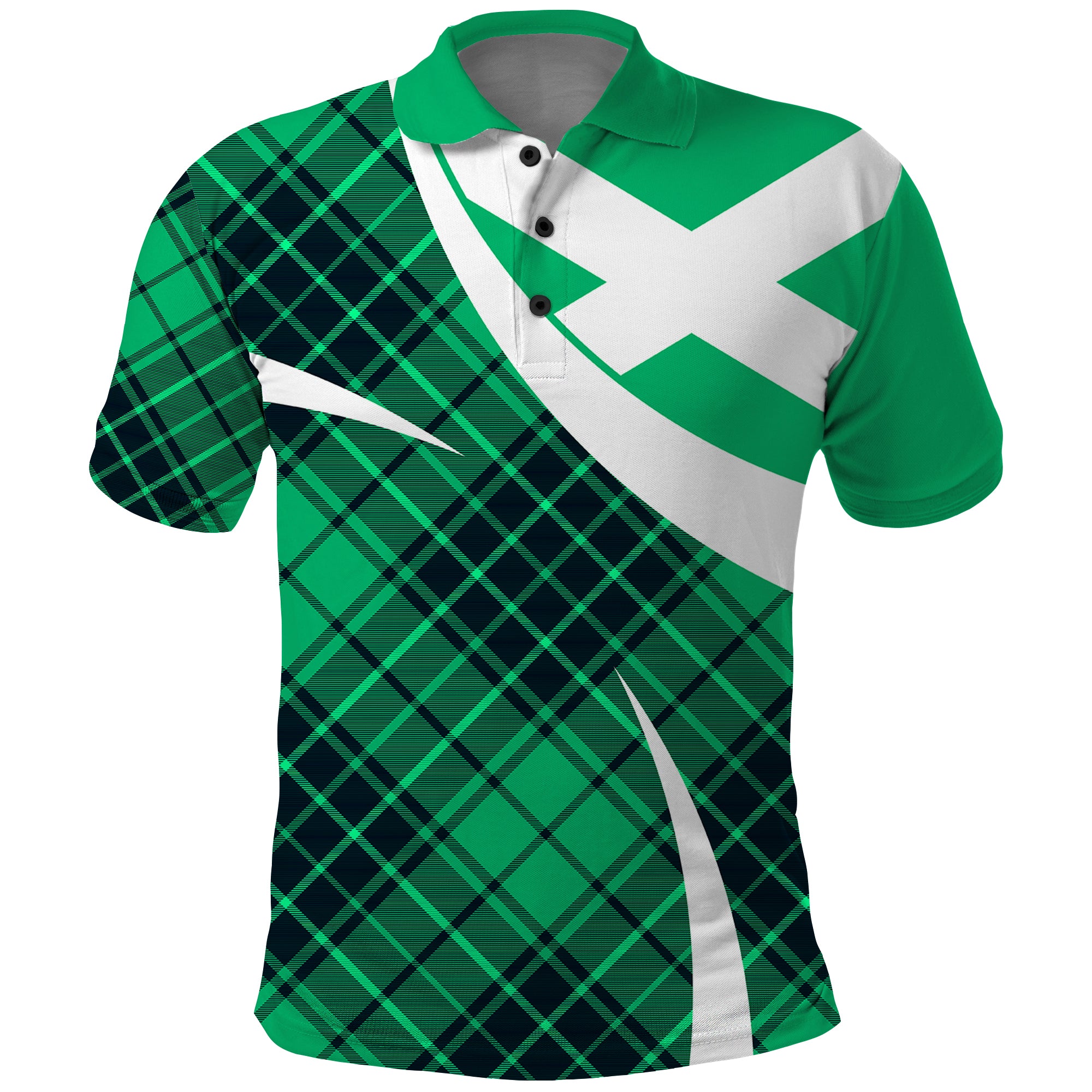 Scottish Alba Flag Polo Shirt Scottish Colourful Tartan Turquoise Version - Wonder Print Shop