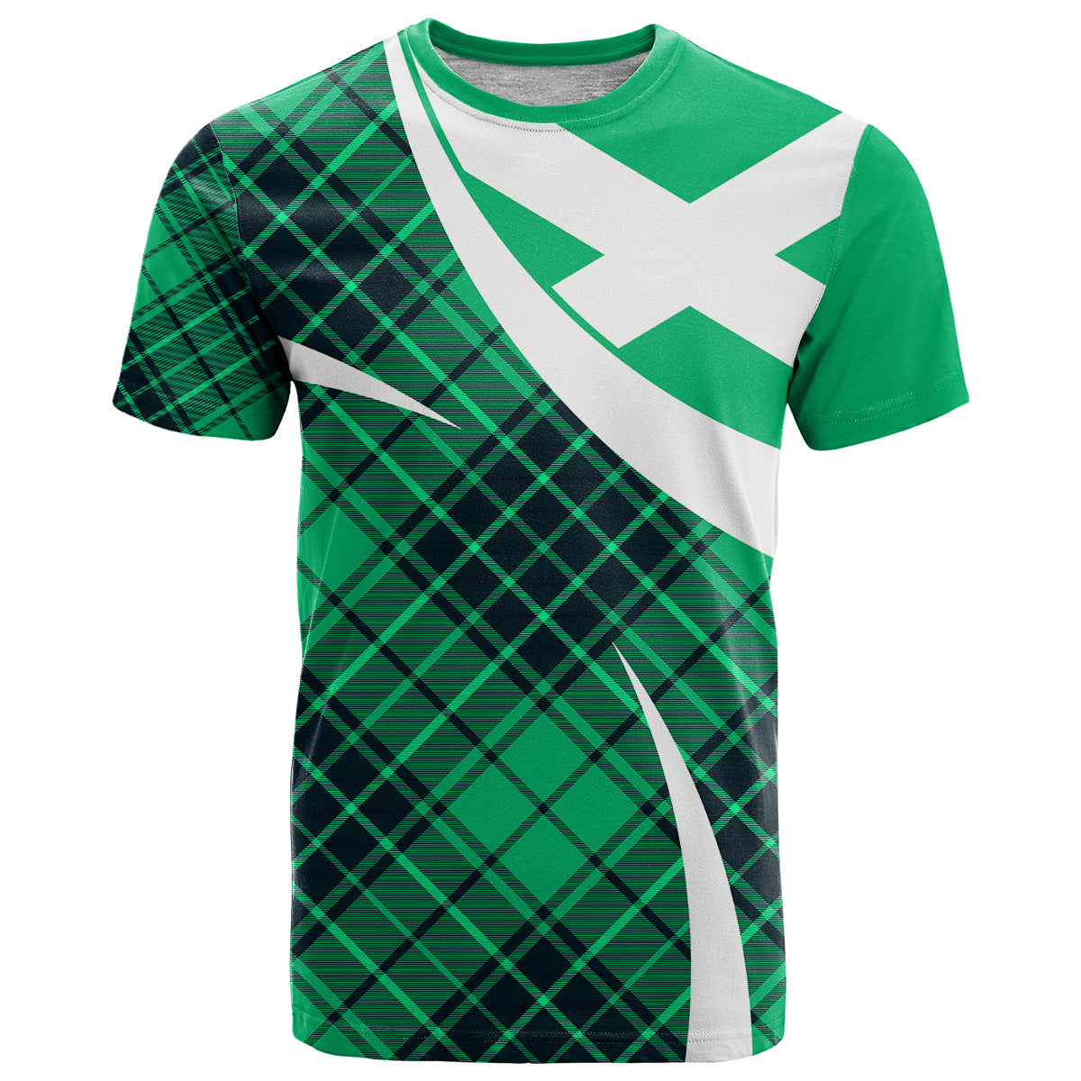 Scottish Alba Flag T Shirt Scottish Colourful Tartan Turquoise Version - Wonder Print Shop