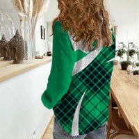 Scottish Alba Flag Women Casual Shirt Scottish Colourful Tartan Turquoise Version - Wonder Print Shop