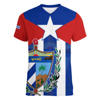 Cuba Simple Coat Of Arms Women V Neck T Shirt - Wonder Print Shop