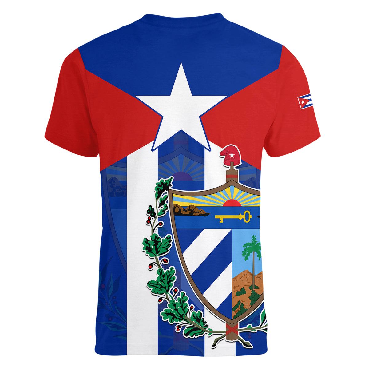 Cuba Simple Coat Of Arms Women V Neck T Shirt - Wonder Print Shop